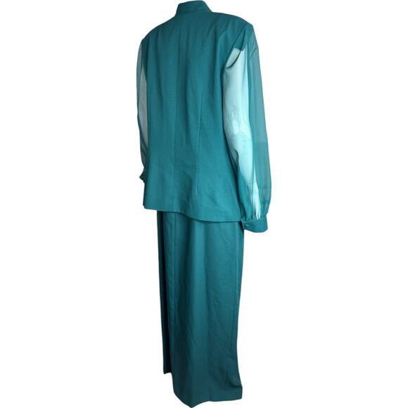 J.R. Nites by Caliendo Green 2-Piece Evening Dress and Jacket Size 14 Sheer NWT - Picture 10 of 16